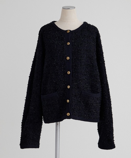 PUAL CE CIN（ピュアルセシン）の「ツイードライクニットカーディガン（カーディガン/ボレロ・レディース・ネイビー/アイボリー/ブラック系その他・FREE）」の17枚目の写真