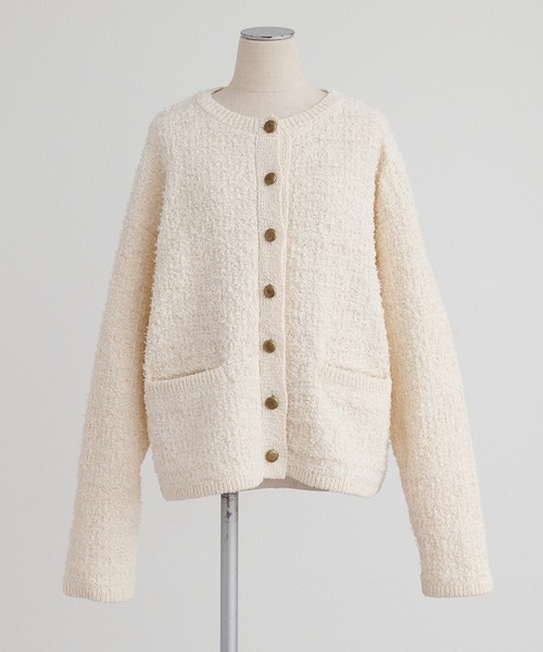PUAL CE CIN（ピュアルセシン）の「ツイードライクニットカーディガン（カーディガン/ボレロ・レディース・ネイビー/アイボリー/ブラック系その他・FREE）」の11枚目の写真