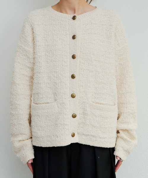 PUAL CE CIN（ピュアルセシン）の「ツイードライクニットカーディガン（カーディガン/ボレロ・レディース・ネイビー/アイボリー/ブラック系その他・FREE）」の18枚目の写真