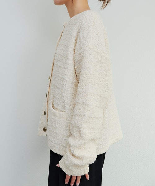 PUAL CE CIN（ピュアルセシン）の「ツイードライクニットカーディガン（カーディガン/ボレロ・レディース・ネイビー/アイボリー/ブラック系その他・FREE）」の19枚目の写真
