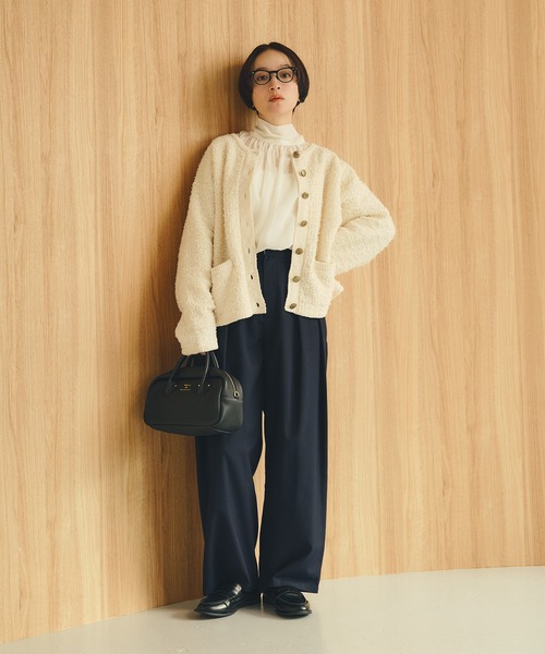 PUAL CE CIN（ピュアルセシン）の「ツイードライクニットカーディガン（カーディガン/ボレロ・レディース・ネイビー/アイボリー/ブラック系その他・FREE）」の9枚目の写真