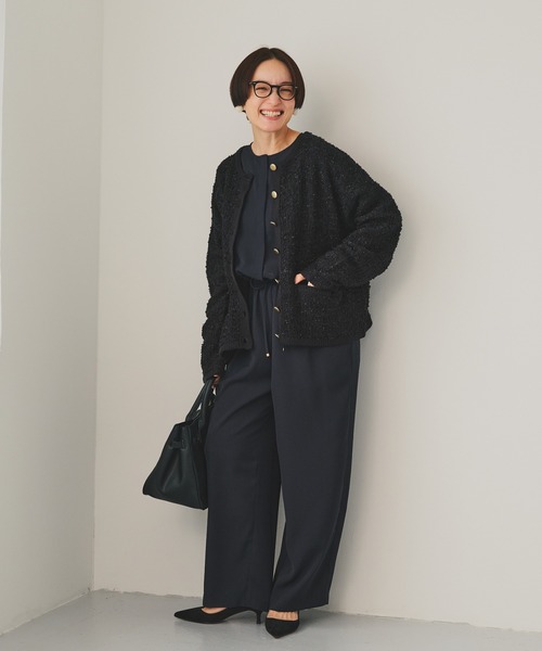 PUAL CE CIN（ピュアルセシン）の「ツイードライクニットカーディガン（カーディガン/ボレロ・レディース・ネイビー/アイボリー/ブラック系その他・FREE）」の15枚目の写真