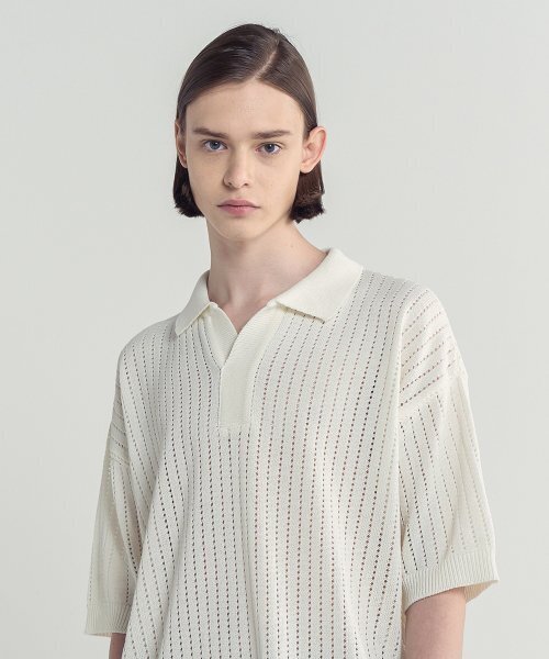 Оупн кар панчнгнит — айвори (open collar panting knit_ivory)