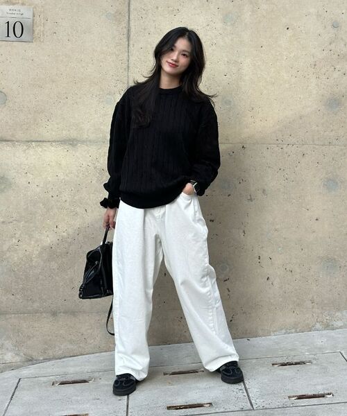 GRAYBLVD（グレイブラバット）の「アンナニットラウンドT GKCNT83 (ブラック)（ニット/セーター・レディース・ブラック・MEDIUM/LARGE）」の9枚目の写真