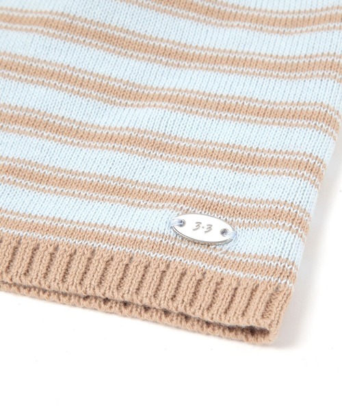 3.3 Field Trip （3.3フィールドトリップ）の「3.3 Field Trip／ボーダーニットビーニー（ニットキャップ/ビーニー・レディース・ライトブルー/アイボリー・FREE）」の6枚目の写真