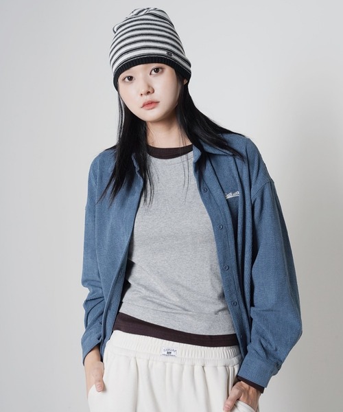 3.3 Field Trip （3.3フィールドトリップ）の「3.3 Field Trip／ボーダーニットビーニー（ニットキャップ/ビーニー・レディース・ライトブルー/アイボリー・FREE）」の10枚目の写真