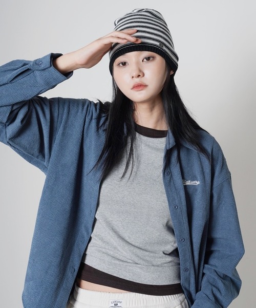 3.3 Field Trip （3.3フィールドトリップ）の「3.3 Field Trip／ボーダーニットビーニー（ニットキャップ/ビーニー・レディース・ライトブルー/アイボリー・FREE）」の12枚目の写真