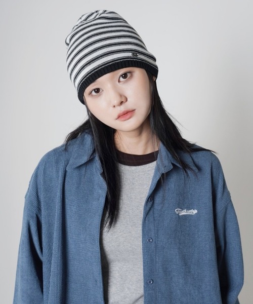 3.3 Field Trip （3.3フィールドトリップ）の「3.3 Field Trip／ボーダーニットビーニー（ニットキャップ/ビーニー・レディース・ライトブルー/アイボリー・FREE）」の13枚目の写真