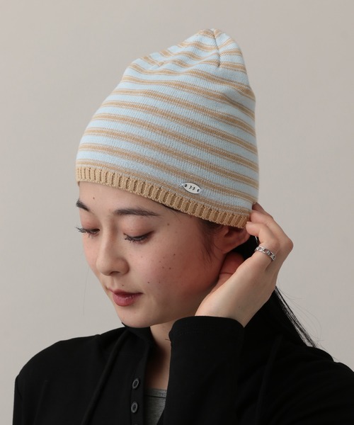 3.3 Field Trip （3.3フィールドトリップ）の「3.3 Field Trip／ボーダーニットビーニー（ニットキャップ/ビーニー・レディース・ライトブルー/アイボリー・FREE）」の18枚目の写真