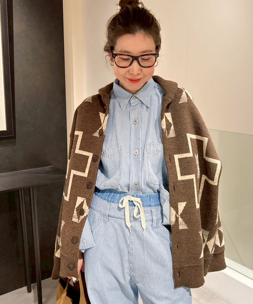 PAYDAY(ペイデイ)の「PAYDAY/ペイデイ 別注ヒッコリーシャツブルゾン(シャツ/ブラウス・レディース・ブルー/スミクロ・FREE)」の15枚目の写真