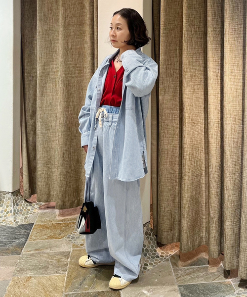 PAYDAY(ペイデイ)の「PAYDAY/ペイデイ 別注ヒッコリーシャツブルゾン(シャツ/ブラウス・レディース・ブルー/スミクロ・FREE)」の16枚目の写真