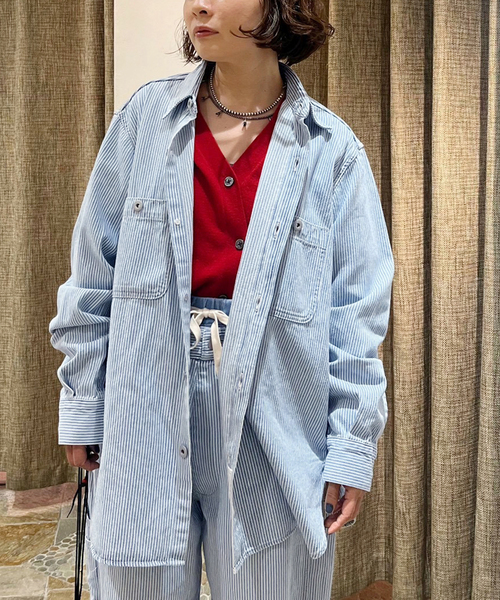 PAYDAY(ペイデイ)の「PAYDAY/ペイデイ 別注ヒッコリーシャツブルゾン(シャツ/ブラウス・レディース・ブルー/スミクロ・FREE)」の17枚目の写真