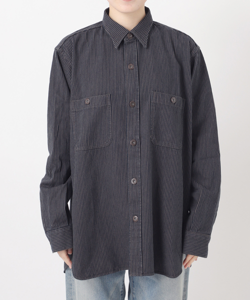 PAYDAY(ペイデイ)の「PAYDAY/ペイデイ 別注ヒッコリーシャツブルゾン(シャツ/ブラウス・レディース・ブルー/スミクロ・FREE)」の18枚目の写真