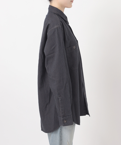 PAYDAY(ペイデイ)の「PAYDAY/ペイデイ 別注ヒッコリーシャツブルゾン(シャツ/ブラウス・レディース・ブルー/スミクロ・FREE)」の21枚目の写真