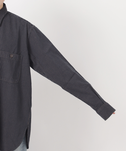 PAYDAY(ペイデイ)の「PAYDAY/ペイデイ 別注ヒッコリーシャツブルゾン(シャツ/ブラウス・レディース・ブルー/スミクロ・FREE)」の22枚目の写真