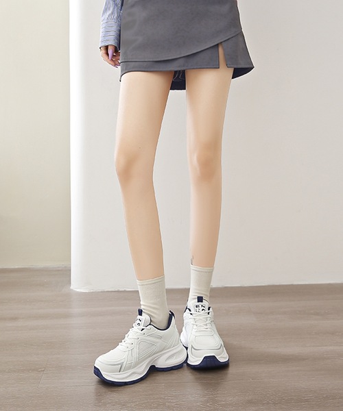 Lace Ladies(レースレディース)の「厚底 メッシュ 配色 レースアップ スニーカー(スニーカー・レディース・グレー/ネイビー・23cm/23.5cm/24cm/25cm/24.5cm)」の9枚目の写真