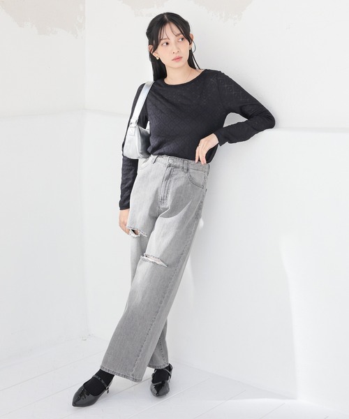 Honeys(ハニーズ)の「総レーストップス(Tシャツ/カットソー・レディース・ホワイト系その他/ホワイト/アイボリー/ブラック・L/M/S)」の8枚目の写真