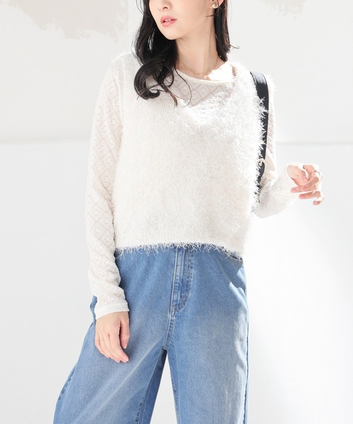 Honeys(ハニーズ)の「総レーストップス(Tシャツ/カットソー・レディース・ホワイト系その他/ホワイト/アイボリー/ブラック・L/M/S)」の13枚目の写真
