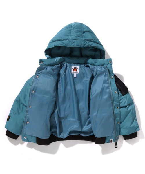 A BATHING APE(アベイシングエイプ)の「BAPE HOODIE DOWN JACKET(ダウンジャケット/コート・キッズ・グリーン/ブラック・140/110/100/120/130)」の4枚目の写真