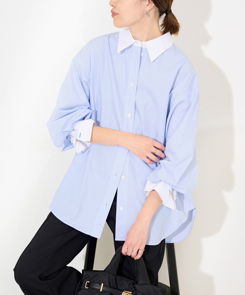 カラーストライプオーバーシャツ（シャツ/ブラウス）｜SLOBE IENA