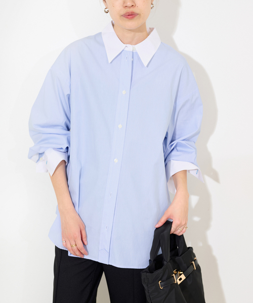 カラーストライプオーバーシャツ（シャツ/ブラウス）｜SLOBE IENA