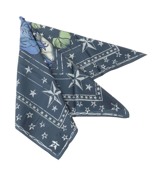 CONVERSE TOKYO（コンバーストウキョウ）の「SNAKE ＆ ROSE SILK SCARF（バンダナ/スカーフ・レディース・アイボリー/ネイビー・FREE）」の2枚目の写真