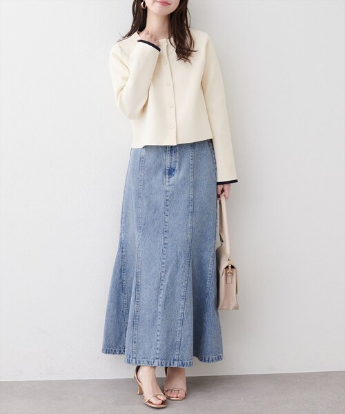 natural couture(ナチュラルクチュール)の「袖口配色ショート丈カーディガン(カーディガン/ボレロ・レディース・ブルー/アイボリー/ピンク/チャコールグレー/ブラック・FREE)」の12枚目の写真