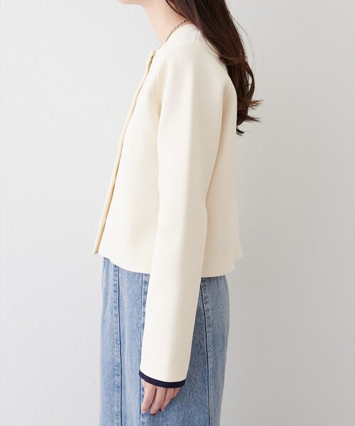 natural couture(ナチュラルクチュール)の「袖口配色ショート丈カーディガン(カーディガン/ボレロ・レディース・ブルー/アイボリー/ピンク/チャコールグレー/ブラック・FREE)」の14枚目の写真