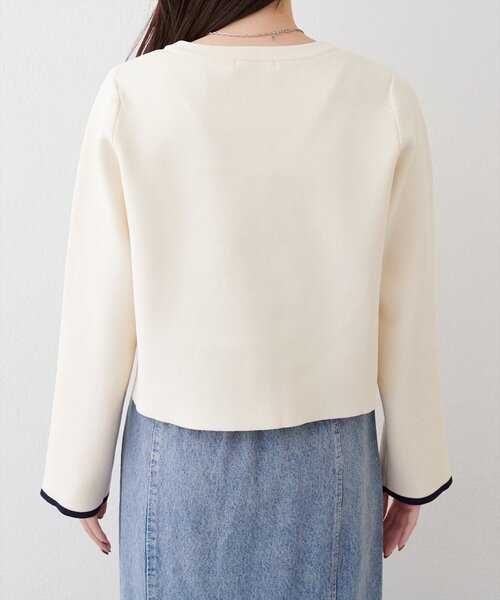natural couture(ナチュラルクチュール)の「袖口配色ショート丈カーディガン(カーディガン/ボレロ・レディース・ブルー/アイボリー/ピンク/チャコールグレー/ブラック・FREE)」の15枚目の写真