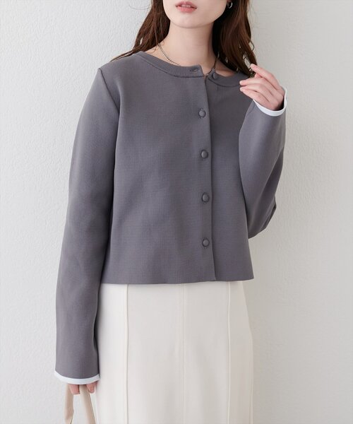 natural couture(ナチュラルクチュール)の「袖口配色ショート丈カーディガン(カーディガン/ボレロ・レディース・ブルー/アイボリー/ピンク/チャコールグレー/ブラック・FREE)」の20枚目の写真