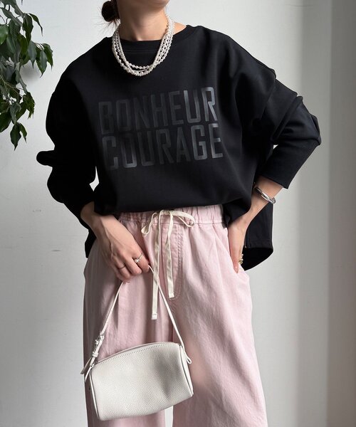 DouDou（ドゥドゥ）の「【WEB限定】ポンチサイドファスナーロゴプルオーバー（Tシャツ/カットソー・レディース・オフホワイト/カーキ/ブラック・FREE）」の3枚目の写真