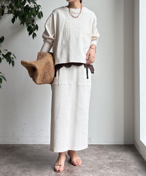 DouDou（ドゥドゥ）の「【WEB限定】ポンチサイドファスナーロゴプルオーバー（Tシャツ/カットソー・レディース・オフホワイト/カーキ/ブラック・FREE）」の4枚目の写真