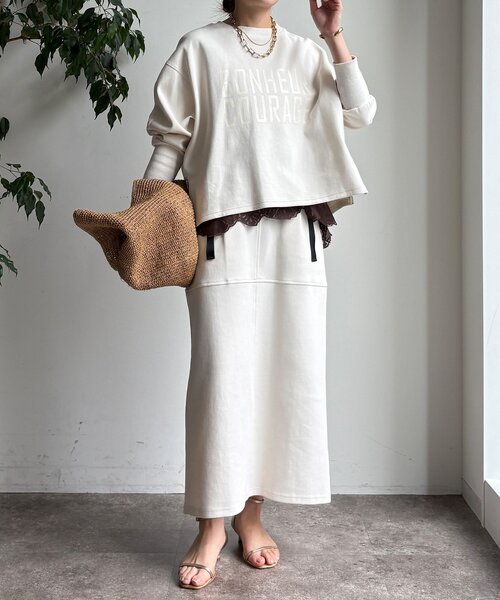 DouDou（ドゥドゥ）の「【WEB限定】ポンチサイドファスナーロゴプルオーバー（Tシャツ/カットソー・レディース・オフホワイト/カーキ/ブラック・FREE）」の5枚目の写真