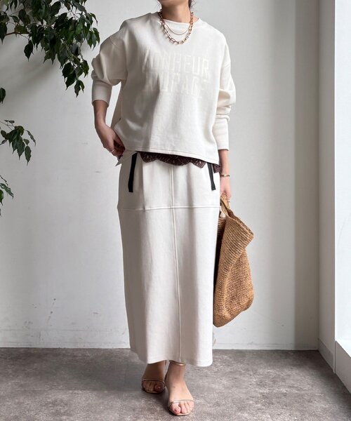 DouDou（ドゥドゥ）の「【WEB限定】ポンチサイドファスナーロゴプルオーバー（Tシャツ/カットソー・レディース・オフホワイト/カーキ/ブラック・FREE）」の7枚目の写真