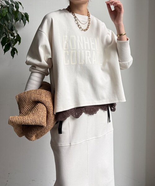 DouDou（ドゥドゥ）の「【WEB限定】ポンチサイドファスナーロゴプルオーバー（Tシャツ/カットソー・レディース・オフホワイト/カーキ/ブラック・FREE）」の9枚目の写真