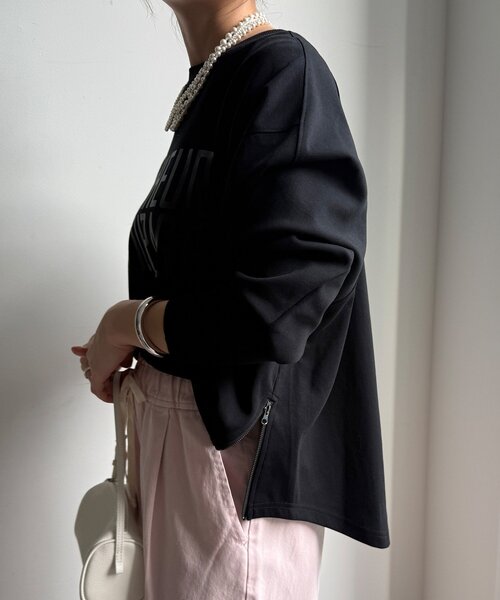 DouDou（ドゥドゥ）の「【WEB限定】ポンチサイドファスナーロゴプルオーバー（Tシャツ/カットソー・レディース・オフホワイト/カーキ/ブラック・FREE）」の21枚目の写真