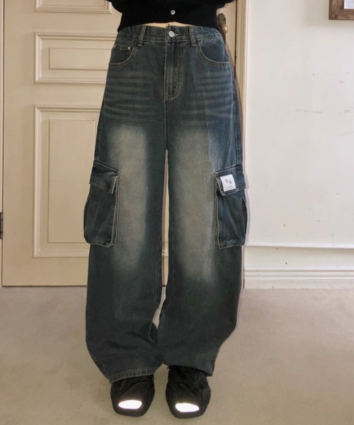 COIRIS_(コイリス)の「◇COIRIS◇ブランド直輸入正規品/ルート カーゴ ワイド デニムパンツ ROUT CARGO WIDE DENIM PANTS(デニムパンツ・レディース・ブルー系その他・M/S)」の2枚目の写真