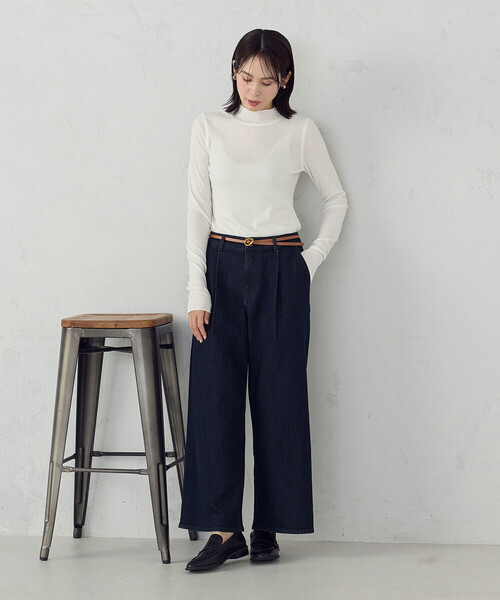 COMME CA ISM（コムサイズム）の「【宮城舞さん着用】シアー テレコ ハイネックカットソー（Tシャツ/カットソー・レディース・イエロー/ホワイト/グレー・X-LARGE/LARGE/MEDIUM/SMALL）」の4枚目の写真