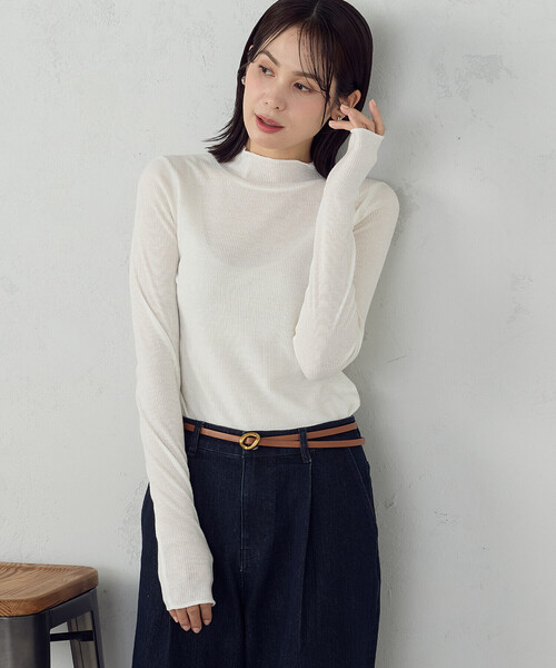 COMME CA ISM（コムサイズム）の「【宮城舞さん着用】シアー テレコ ハイネックカットソー（Tシャツ/カットソー・レディース・イエロー/ホワイト/グレー・X-LARGE/LARGE/MEDIUM/SMALL）」の6枚目の写真