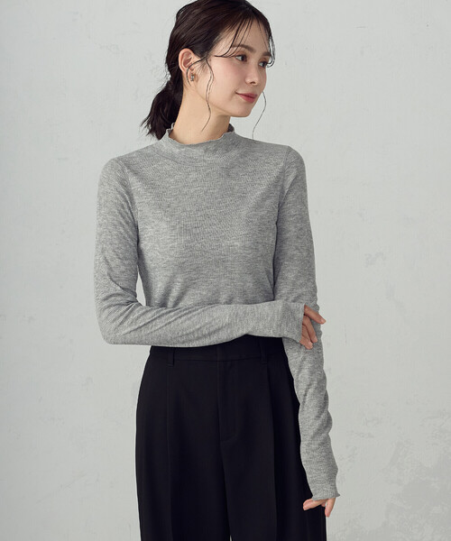 COMME CA ISM（コムサイズム）の「【宮城舞さん着用】シアー テレコ ハイネックカットソー（Tシャツ/カットソー・レディース・イエロー/ホワイト/グレー・X-LARGE/LARGE/MEDIUM/SMALL）」の13枚目の写真