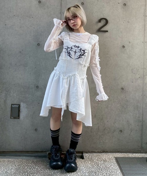 Candy Stripper(キャンディストリッパー)の「DARK CORE MINI ワンピース(ワンピース・レディース・ブラック/グレー/オフホワイト・FREE)」の7枚目の写真