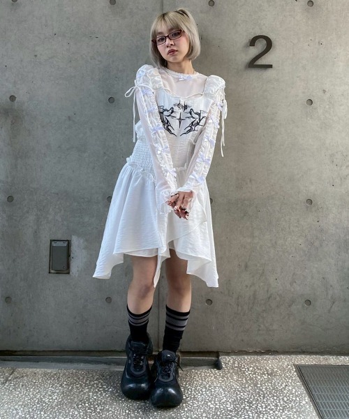 Candy Stripper(キャンディストリッパー)の「DARK CORE MINI ワンピース(ワンピース・レディース・ブラック/グレー/オフホワイト・FREE)」の8枚目の写真