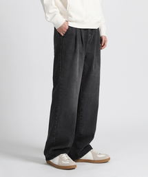 HALFNINE（ハーフナイン）の「ツーピンタックディテールワイドストレッチジーンズG12BRD_HXV11309[黒デニム]（デニムパンツ）」