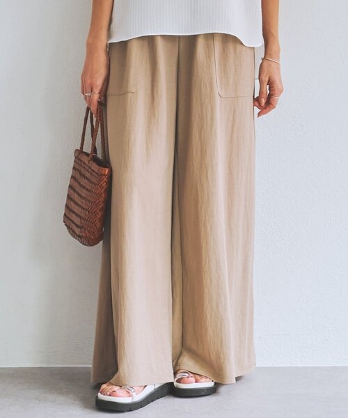 BEARDSLEY（ビアズリー）の「ジャージーワイドパンツ（その他パンツ・レディース・ブラック/サンドベージュ/モスグリーン・2/0/1）」の2枚目の写真