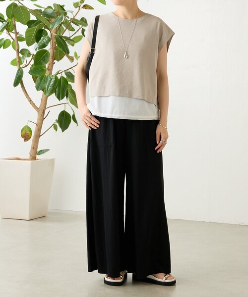 BEARDSLEY(ビアズリー)の「ジャージーワイドパンツ(その他パンツ・レディース・ブラック/サンドベージュ/モスグリーン/ホワイト・2/0/1)」の11枚目の写真