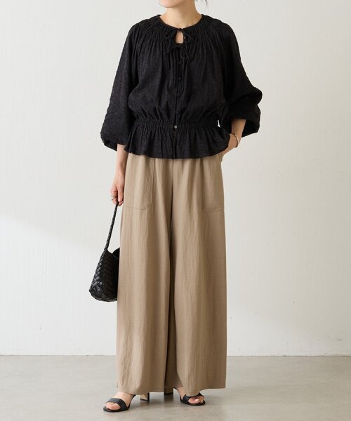 BEARDSLEY(ビアズリー)の「ジャージーワイドパンツ(その他パンツ・レディース・ブラック/サンドベージュ/モスグリーン/ホワイト・2/0/1)」の5枚目の写真