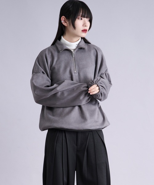 Ellno Loset(エルノロゼット)の「フェイクスエードボリュームハーフジップ(Tシャツ/カットソー・メンズ・アイボリー/チャコール・SMALL/MEDIUM/LARGE)」の21枚目の写真