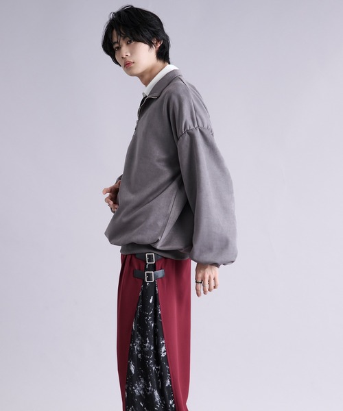 Ellno Loset(エルノロゼット)の「フェイクスエードボリュームハーフジップ(Tシャツ/カットソー・メンズ・アイボリー/チャコール・SMALL/MEDIUM/LARGE)」の15枚目の写真