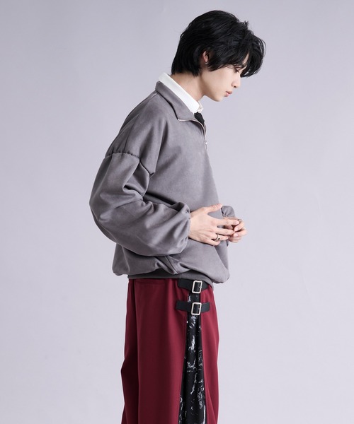Ellno Loset(エルノロゼット)の「フェイクスエードボリュームハーフジップ(Tシャツ/カットソー・メンズ・アイボリー/チャコール・SMALL/MEDIUM/LARGE)」の17枚目の写真