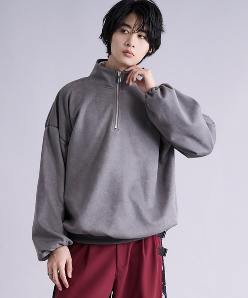 Ellno Loset(エルノロゼット)の「フェイクスエードボリュームハーフジップ(Tシャツ/カットソー・メンズ・アイボリー/チャコール・SMALL/MEDIUM/LARGE)」の12枚目の写真